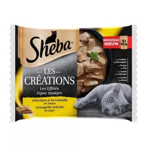 Sachês frescos em molho de seleção de aves para gatos 4x85g - SHEBA