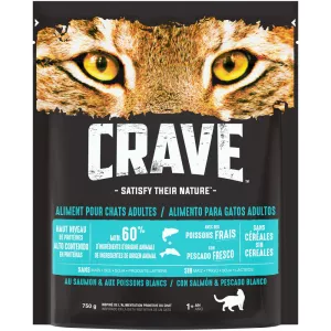 Croquettes pour chat au saumon & aux poissons blancs 750g - CRAVE