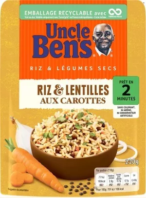 Riz Lentilles et Carottes 220g - UNCLE BENS