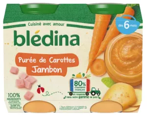 Petits Pots 胡萝卜火腿泥 2x200 - BLEDINA