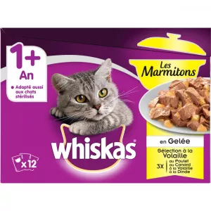 Pâtée marmiton gêlée de volaille pour chat de + 1an 12x85g - WHISKAS
