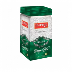Impra,  Ceylon Tea, Packeted "green Tea" ,big Leaf,  200gx6, Square Metal Caddy