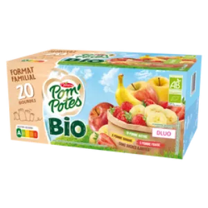 Compote sans sucre ajouté pomme banane bio 20x90g - POM POTES