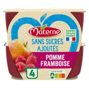 Compotes de pomme & framboise Sans Sucre Ajouté 4x100g - MATERNE