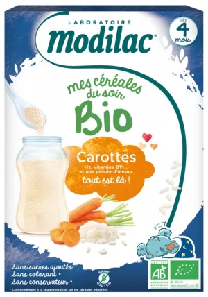 Mes céréales du soir carotte bio dès 4 mois 250g - MODILAC