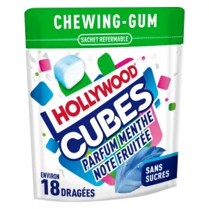 Chewings gums menthe fruité sans sucre ajouté 41g - HOLLYWOOD