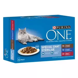 Beutel für sterilisierte Katzen in Soße, verschiedene Sortimente, 8 x 85 g - PURINA ONE