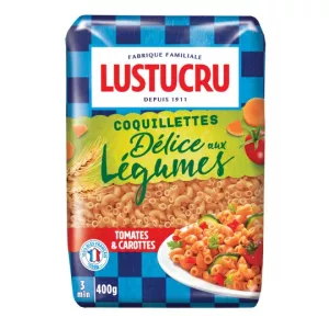 Pâtes Coquillettes Délices aux Légumes 400g - LUSTUCRU