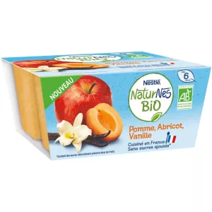 Dessert per bambini da 6 mesi Composta di mele albicocca vaniglia biologica 90g - NESTLE