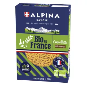 Macarrão orgânico com casca de trigo integral 500g - ALPINA SAVOIE