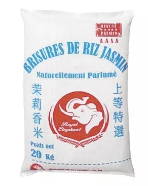 Fragrant jasmine broken rice 20kg - ROYAL ELEPHANT