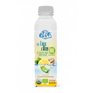 Agua infusionada con aloe vera sin pulpa BIO sabor limón-jengibre 500ml - ÉLOA
