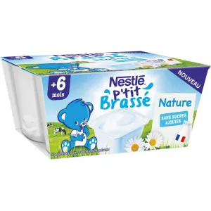 P'tit Brassé pot dessert brassé nature dès 6 mois 4x100g - NESTLE