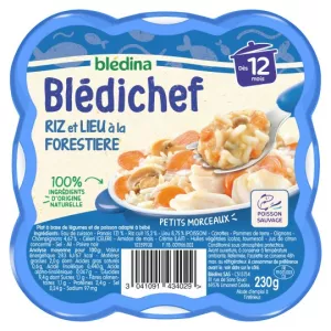 Plat bébé dès 12 mois riz &  lieu à la forestière Blédichef 230g - BLÉDINA