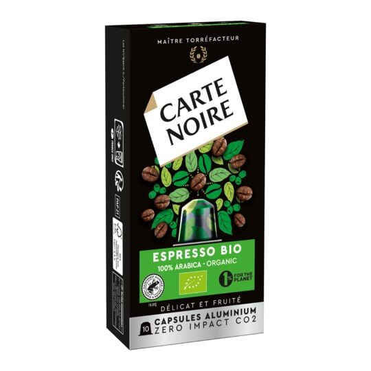 Café capsules Compatibles Nespresso lungo bio x10 55g - CARTE NOIRE