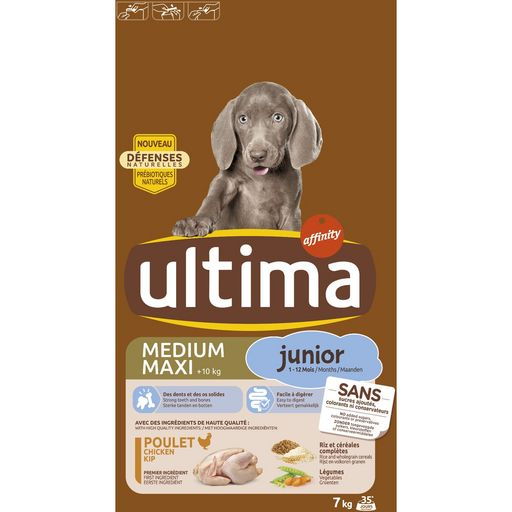 Trockenfutter für Hunde Medium/Max Junior mit Huhn 7kg - ULTIMA