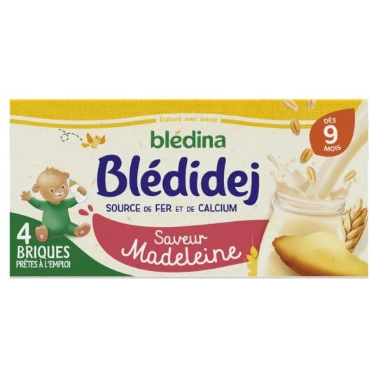 Blédidej 麦片玛德琳口味 9 个月起 4x250ml - BLEDINA