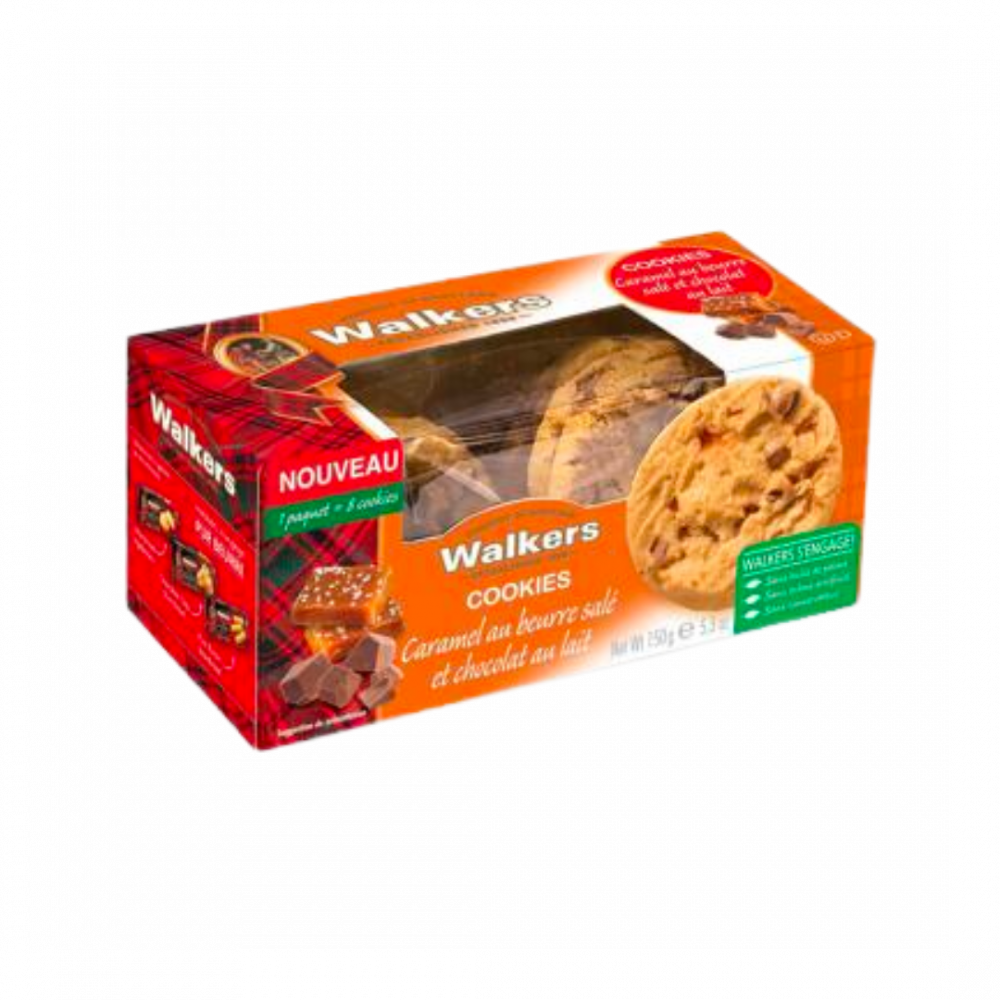 Walkers Cookies Caramel Beurre SalÃ & Choco Lait 150gr Cx12