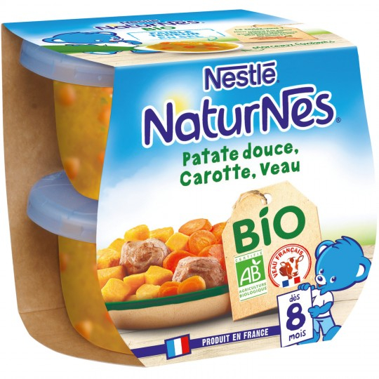 Plat bébé BIO carottes/ patate douce/ veau dès 8 mois 2x190g - NESTLE