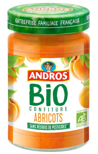 Confiture abricot bio - 340g - Andros