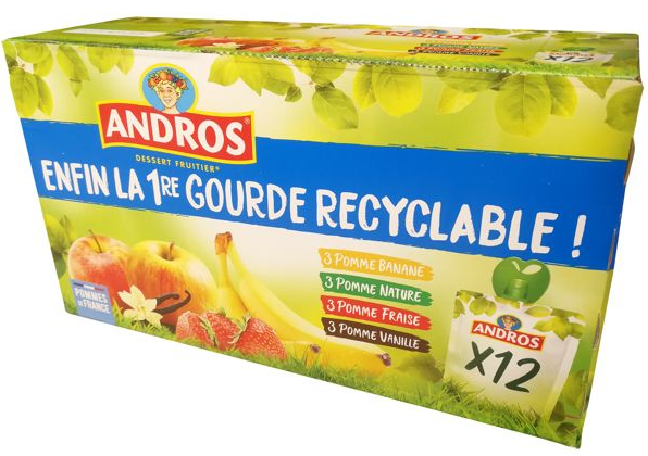 Compote pomme nature sans sucres ajoutés - 12x90g - ANDROS