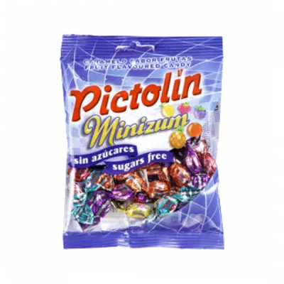Minizum Sin - Sugars Free 6 Asstd Fruits Flavoured Candies: Orange, Lemon, Strawberry, Pineapple, Blackberry, Melon. - Plastic Bag 12x65g