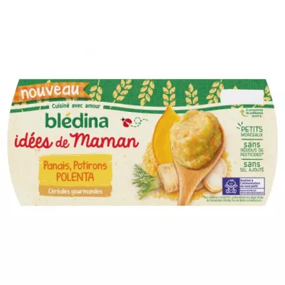 Prato bebé a partir de 8 meses cereal Pastinaga e Polenta de Abóbora 2x200g - BLEDINA