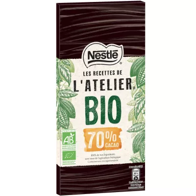 Tablette de chocolat noir Bio L'atelier 80g - NESTLÉ