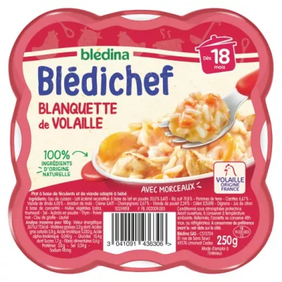 Plat bébé dès 18 mois blanquette de volaille Blédichef la barquette de 250g - BLÉDINA