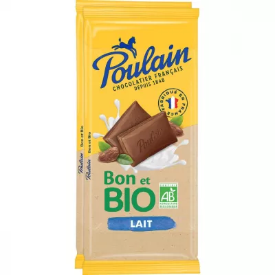 Tablette de chocolat au lait bio 2x85g - POULAIN