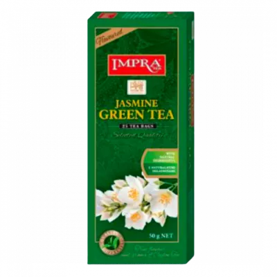 Impra,  Green Tea, Tea Bags  Flavoured Jasmine âwith Natural Piecesâ  2gx25x24