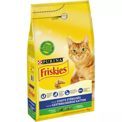 Friskies droogvoer voor gesteriliseerde volwassen katten, lamsvlees en groenten 4 kg - PURINA