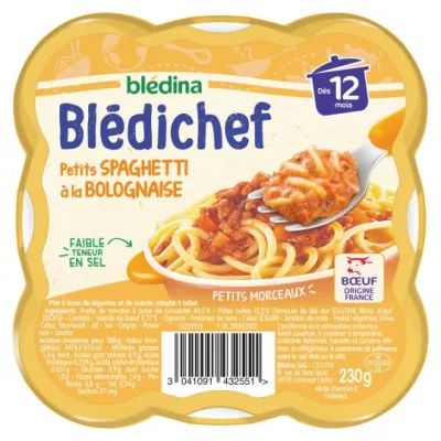 Baby dish from 12 months Small spaghetti Bolognese Blédichef 230g - BLÉDINA
