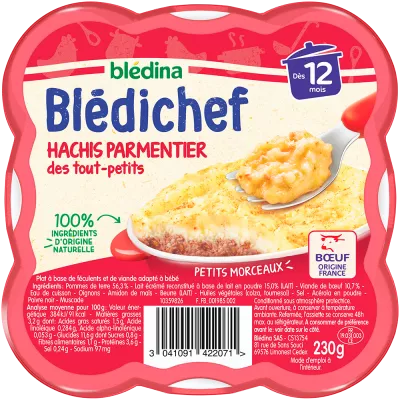 Plat bébé dès 12 mois Hachis parmentier Blédichef la barquette de 230g - BLÉDINA