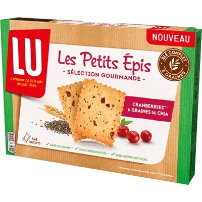 Biscuit Les Petits Épis Graine de Chia & Cranberries 144g - LU