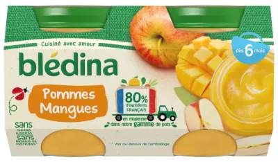 Баночки Яблоко Манго 4х130г - BLEDINA