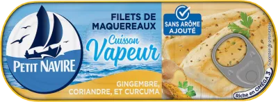 Steamed Mackerel Fillets, Ginger, Coriander and Turmeric 110g - PETIT NAVIRE