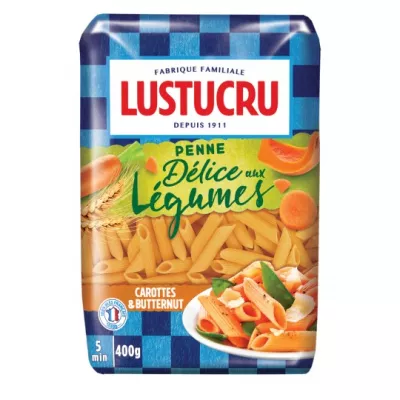 Pâtes Penne Délices aux Légumes 400g - LUSTUCRU