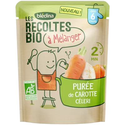 Repas bébé dès 6 mois purée de carotte céleri Bio 120g - BLÉDINA