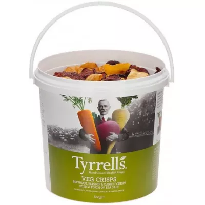 Chips di verdure con barbabietola carota e pastinaca con sale marino, 150 g - TYRRELLS