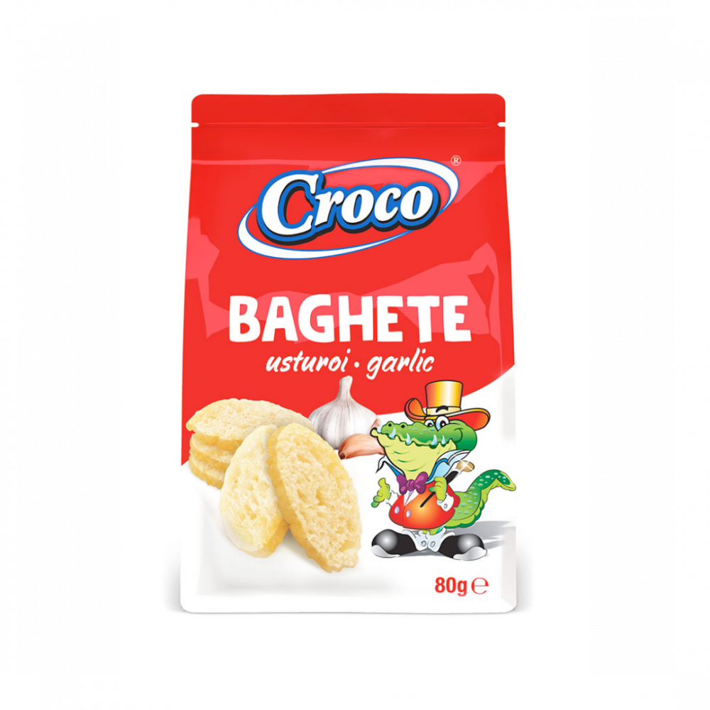 Croco Bread Chips Garlic Flavour 80g 16/1 Srp
