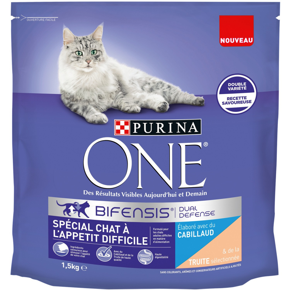 Croquetes para gatos difíceis com Bacalhau e Truta 1,5Kg - PURINA