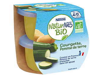 Desserts bébé dès 4/6mois Courgette Pomme de Terre bio Naturnes 2x130g - NESTLÉ