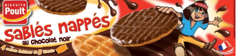 Sablés Standard Nappés Chocolat Noir - 4 Pochons De 5 Biscuits 200g - Poult
