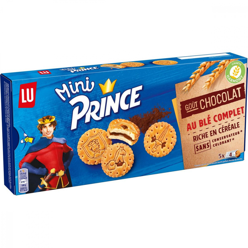 Mini whole wheat chocolate flavor biscuit Prince 178g - PRINCE
