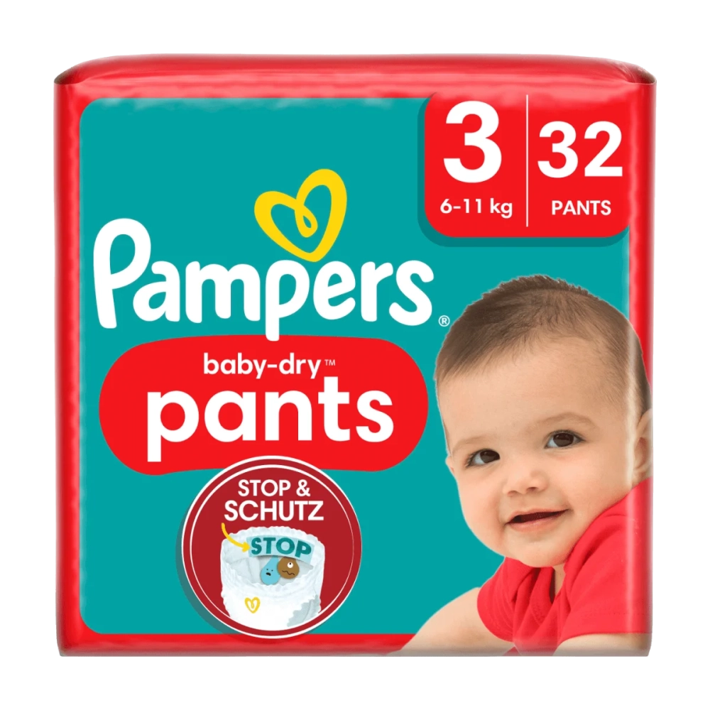 PAMPERS COUCHE BABY-DRY PANTS TAILLE 3 (6-11KG) 32 COUCHES