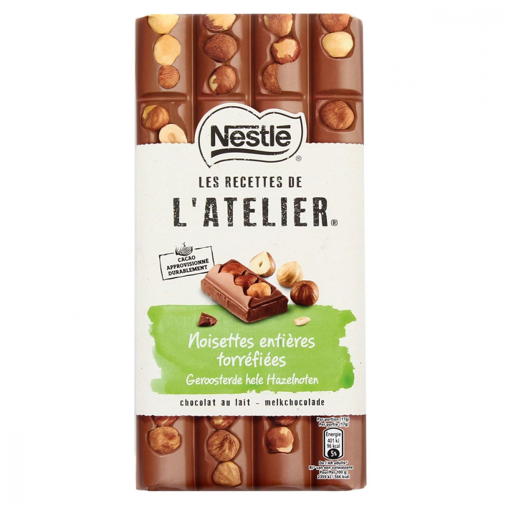 Milk chocolate bar with whole hazelnuts 195g - NESTLÉ