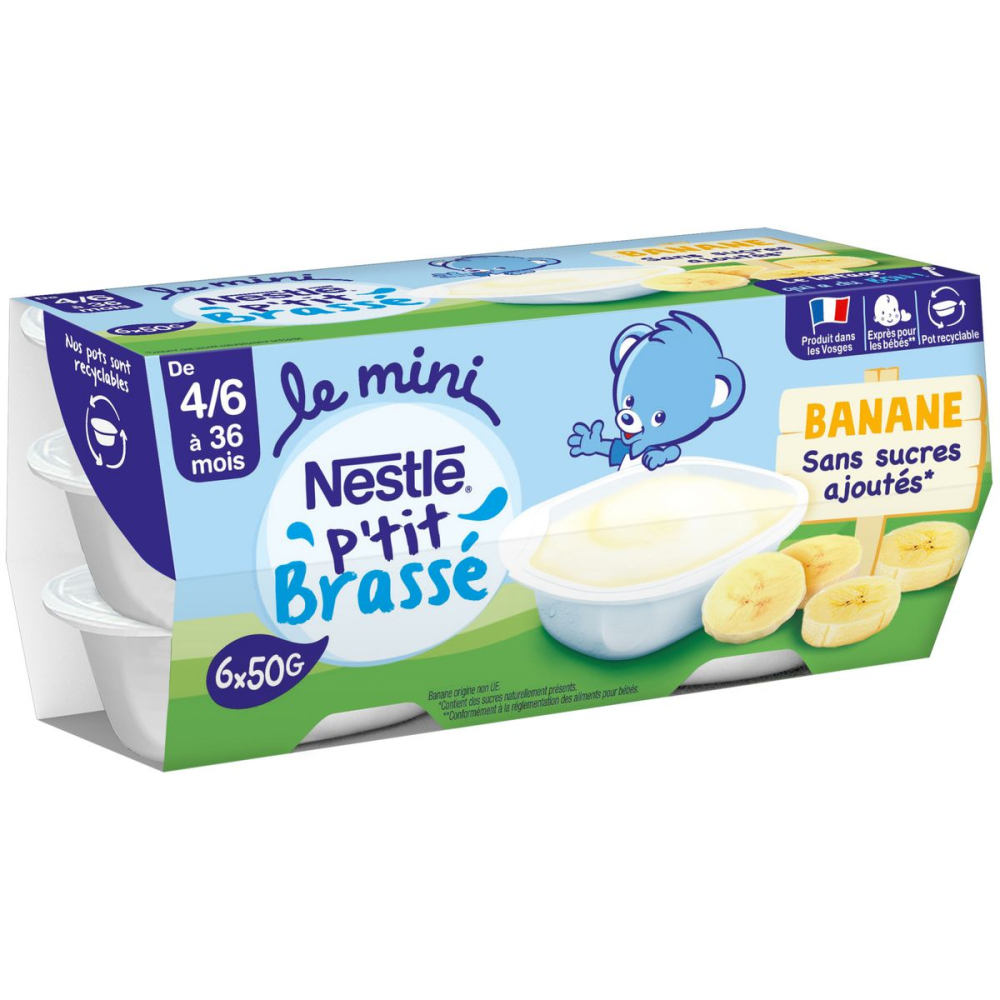 P'tit brewed banana without added sugar 6x50g - NESTLE