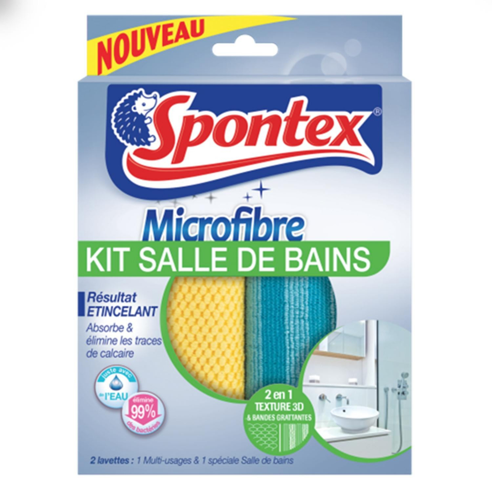 Microfibre kit salle de bains x2 - SPONTEX