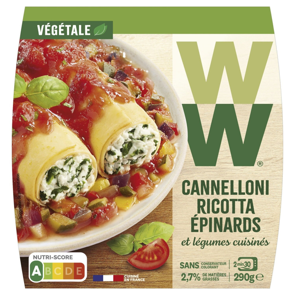 Plat Cuisiné Cannelloni épinards 290g - Weight Watchers